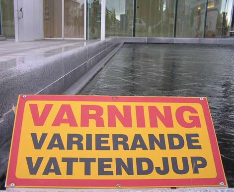 Varning för varierande vattendjup