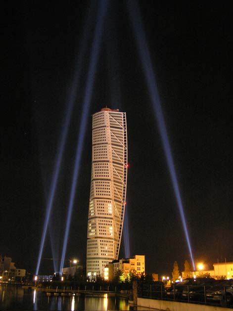 Turning Torso inside a light pyramid