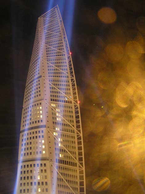 Turning Torso in spectacular light at night