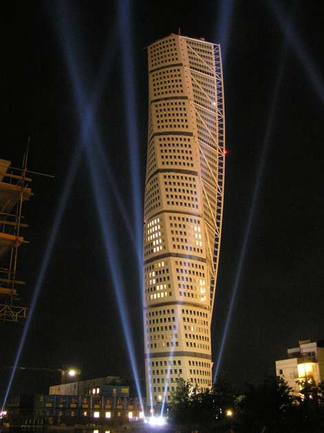 Turning Torso with light source